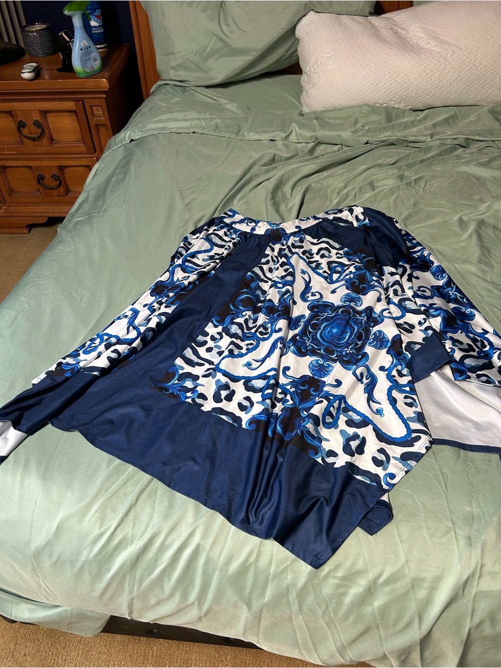 Kate & Mallory Blue and White Swirl Print Skirt